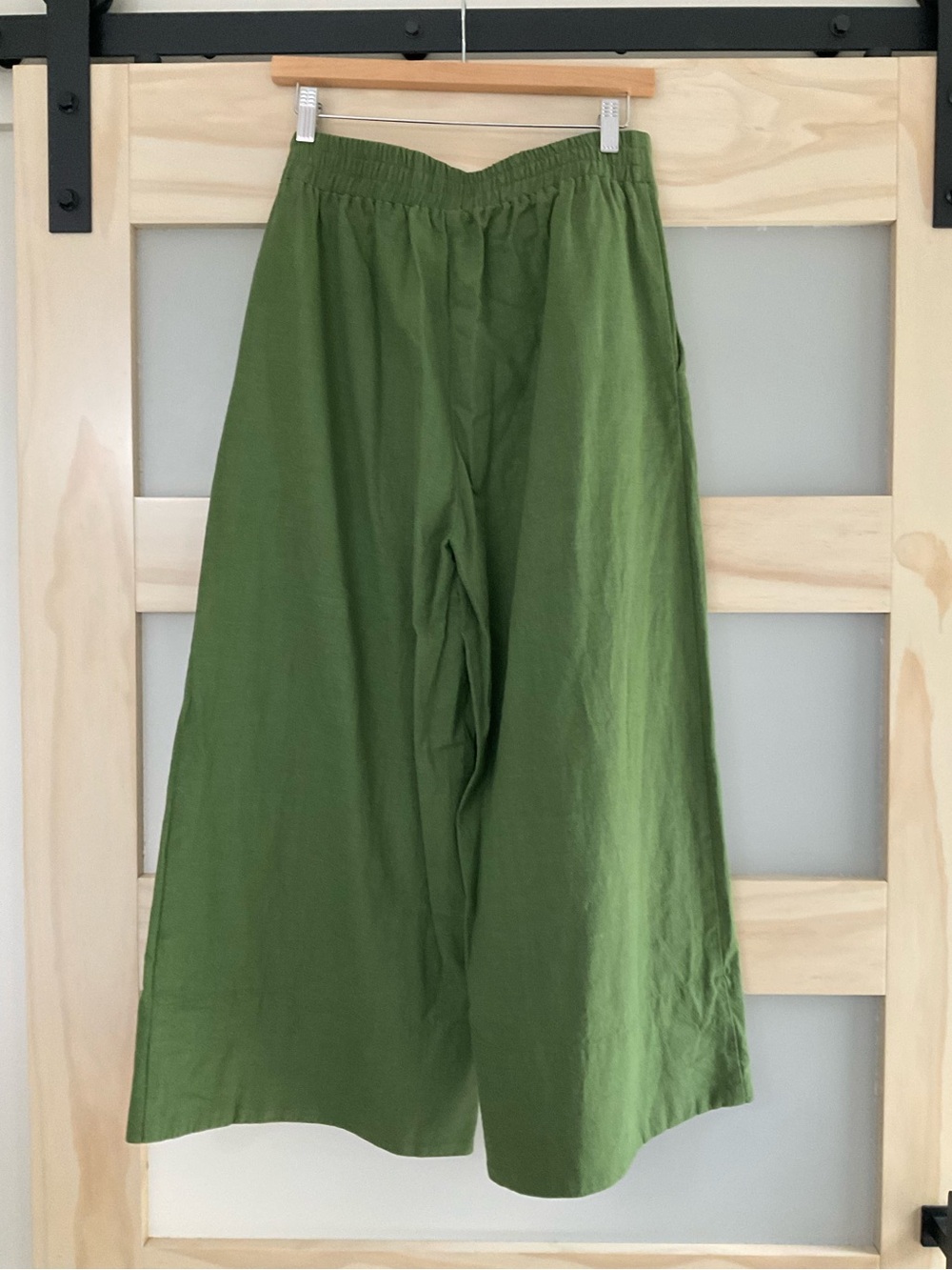 Gibsonlook Wide Leg Linen Blend Cropped Pants – Green – Size Medium - Picture 5 of 6